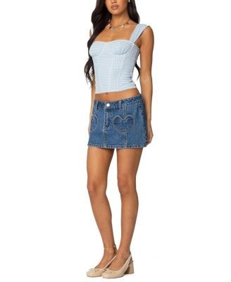Edikted Heart Pocket Denim Mini Skirt