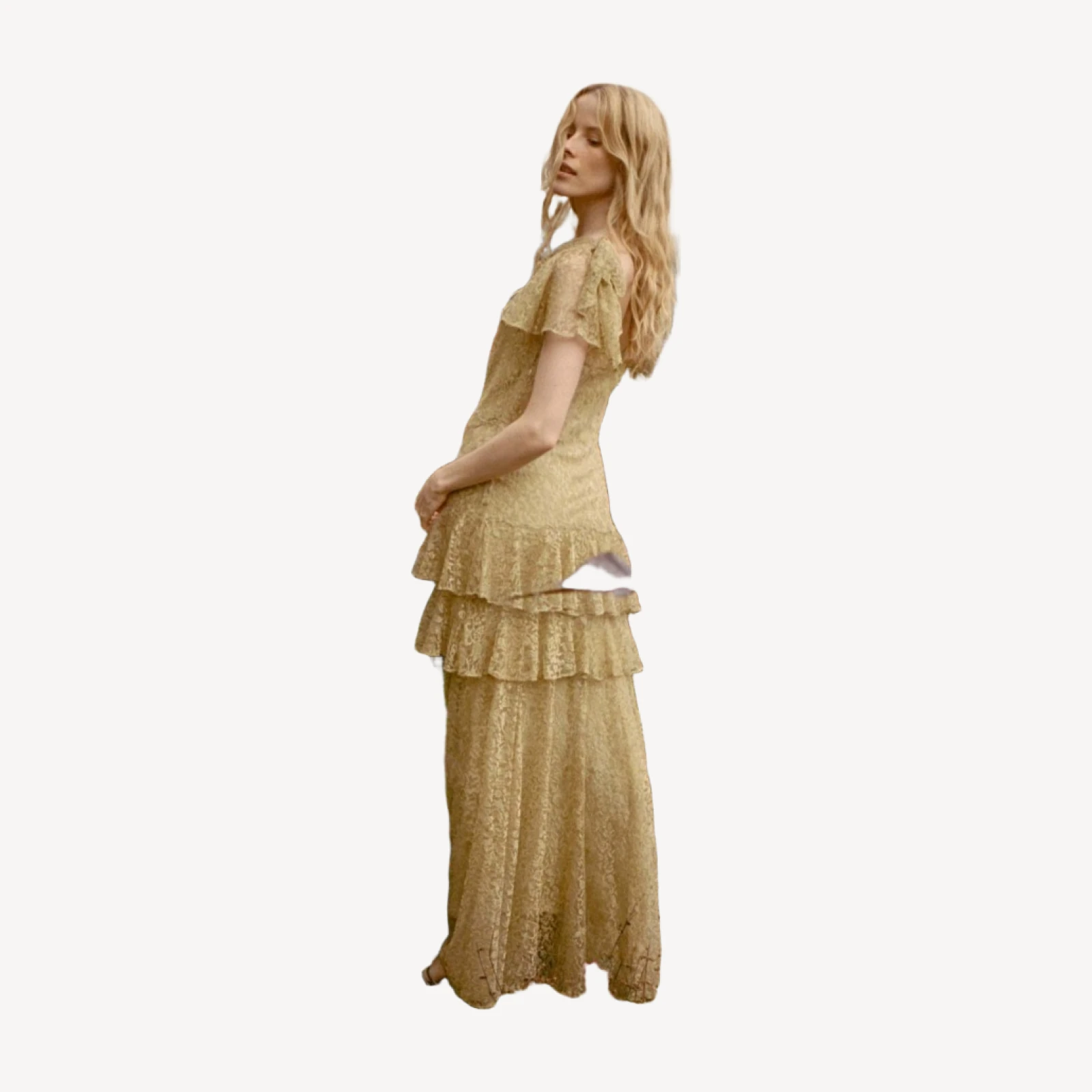 GARBO DRESS -- BURNISHED GOLD LACE