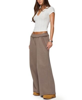 Edikted Semi Sheer Ribbed V Neck T Shirt