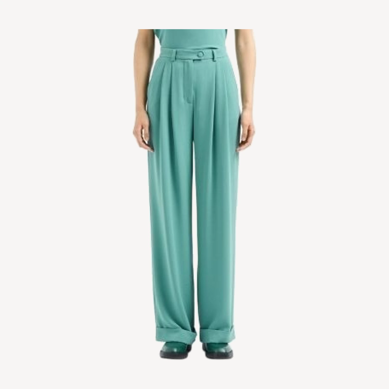 Emporio Armani Stretch Polyester Trousers with Rolled Cuffs