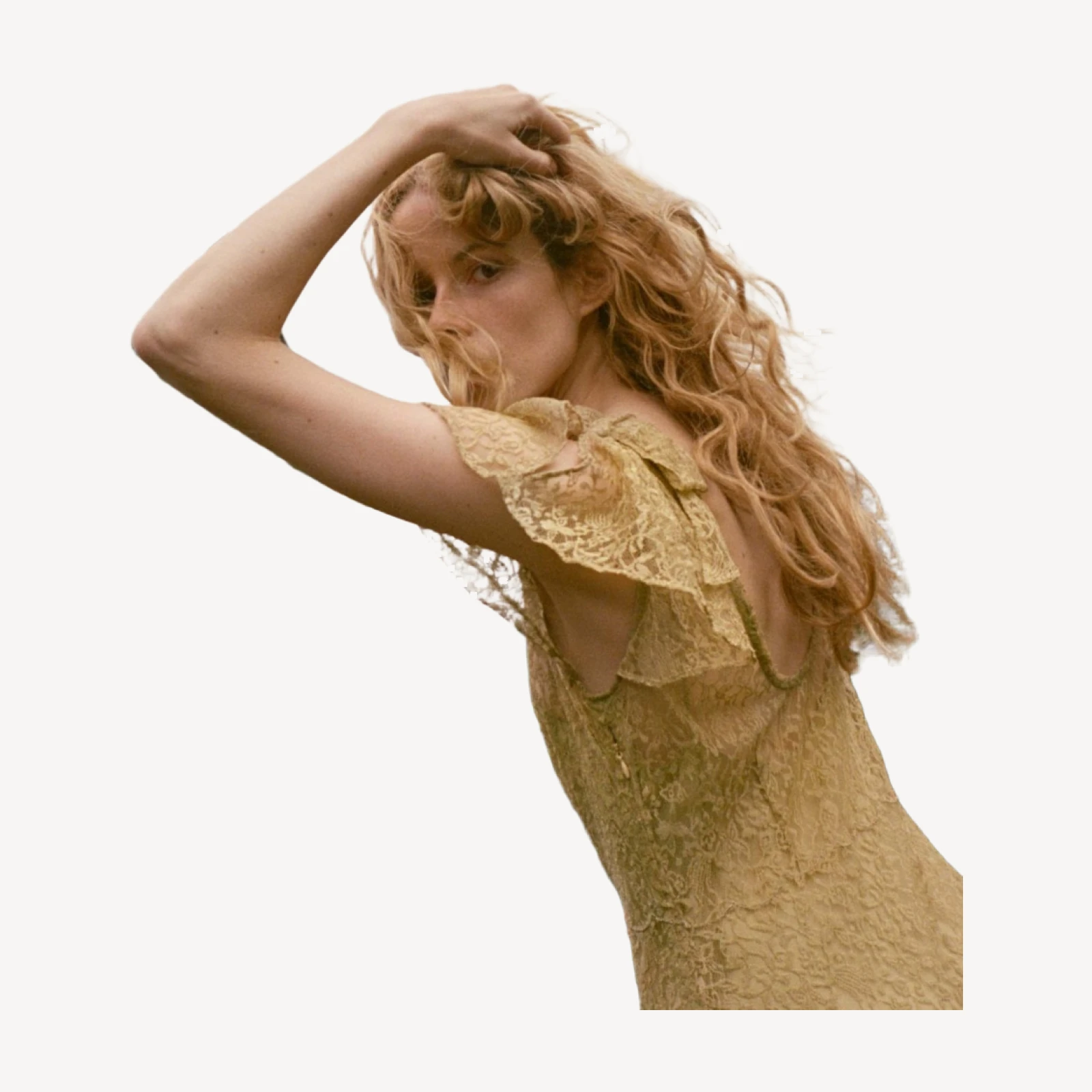 GARBO DRESS -- BURNISHED GOLD LACE