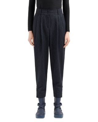 Emporio Armani Wool Blend Trousers with All Over In Tone Logo Zipper