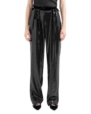 Emporio Armani Belted Micro Sequin Trousers