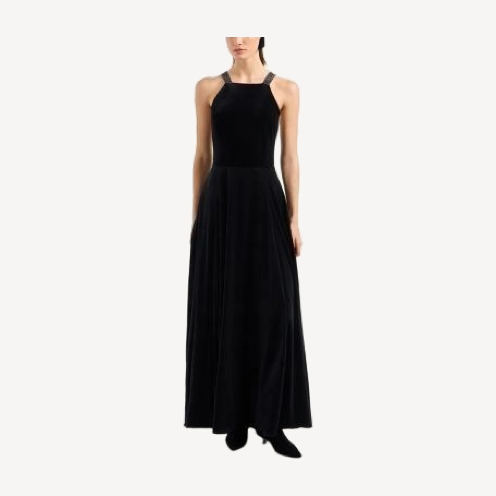 Emporio Armani Rhinestone Strappy Back Maxi Dress