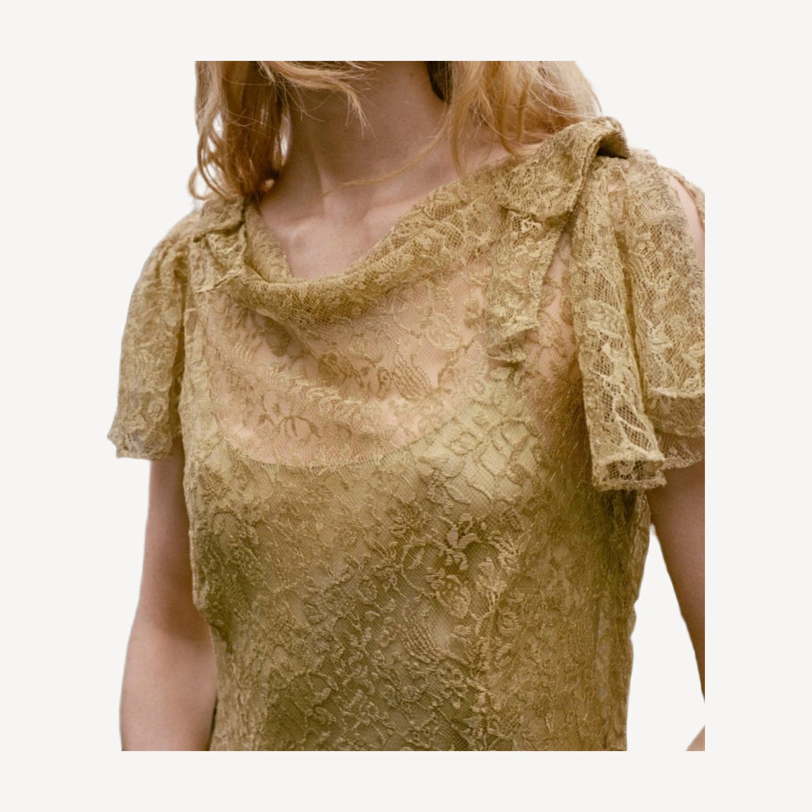 GARBO DRESS -- BURNISHED GOLD LACE