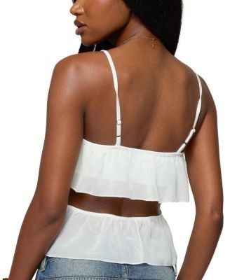 Edikted Sheer Chiffon Ruffled Cut Out Top