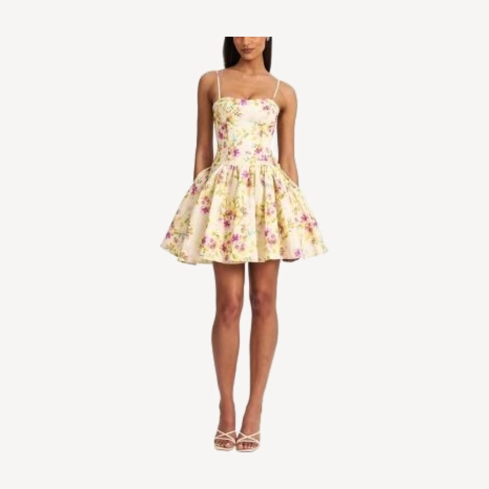 Miss Circle Valda Print Linen Mini Dress with Pockets