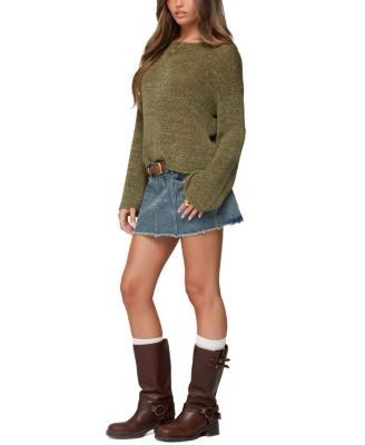 Edikted Keiko Studded Denim Mini Skirt