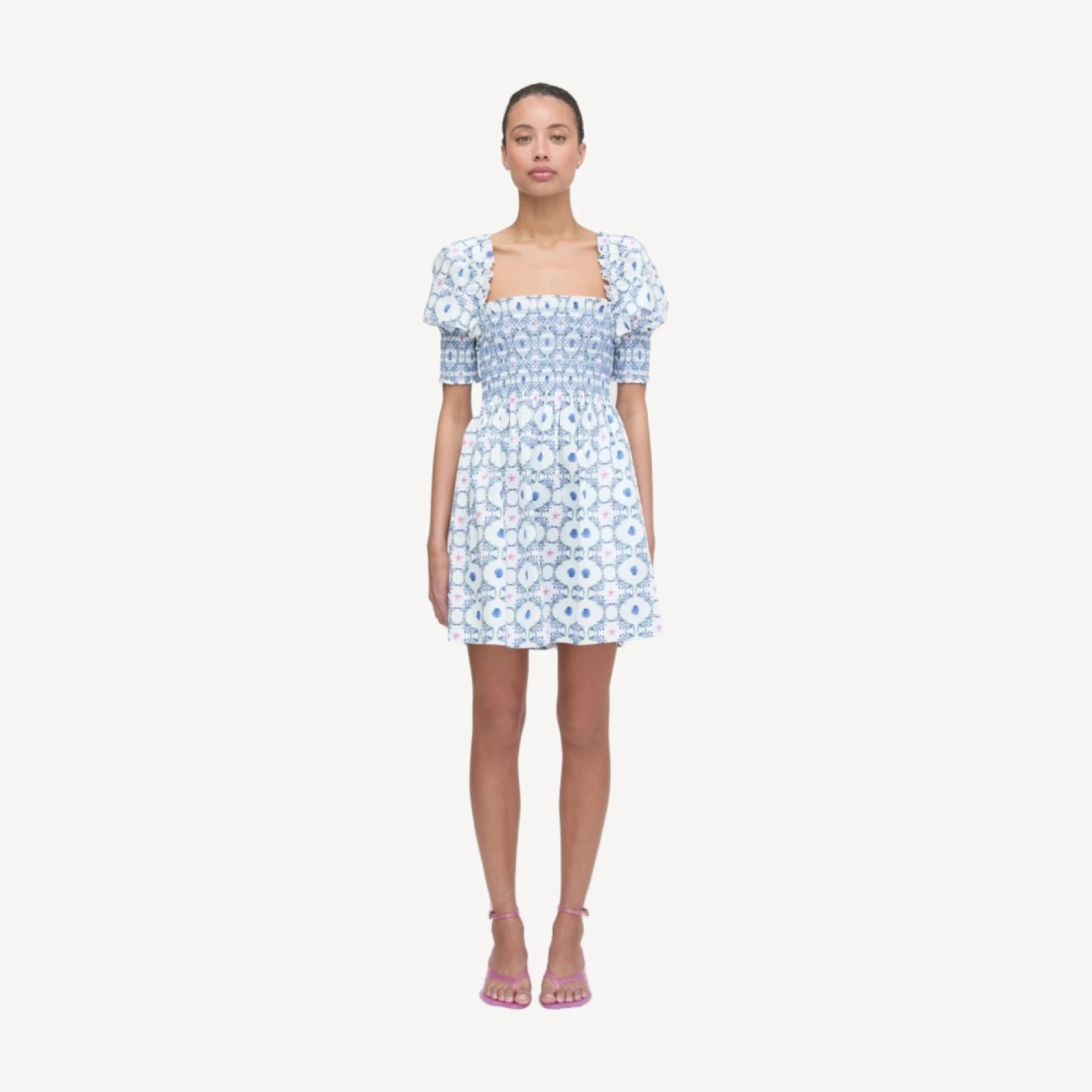 The Lila Nap Dress - White Cisco Trellis