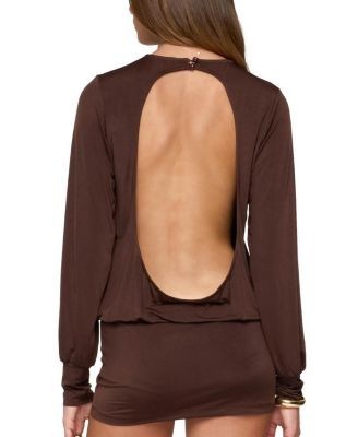 Edikted Guilia Backless Long Sleeve Romper