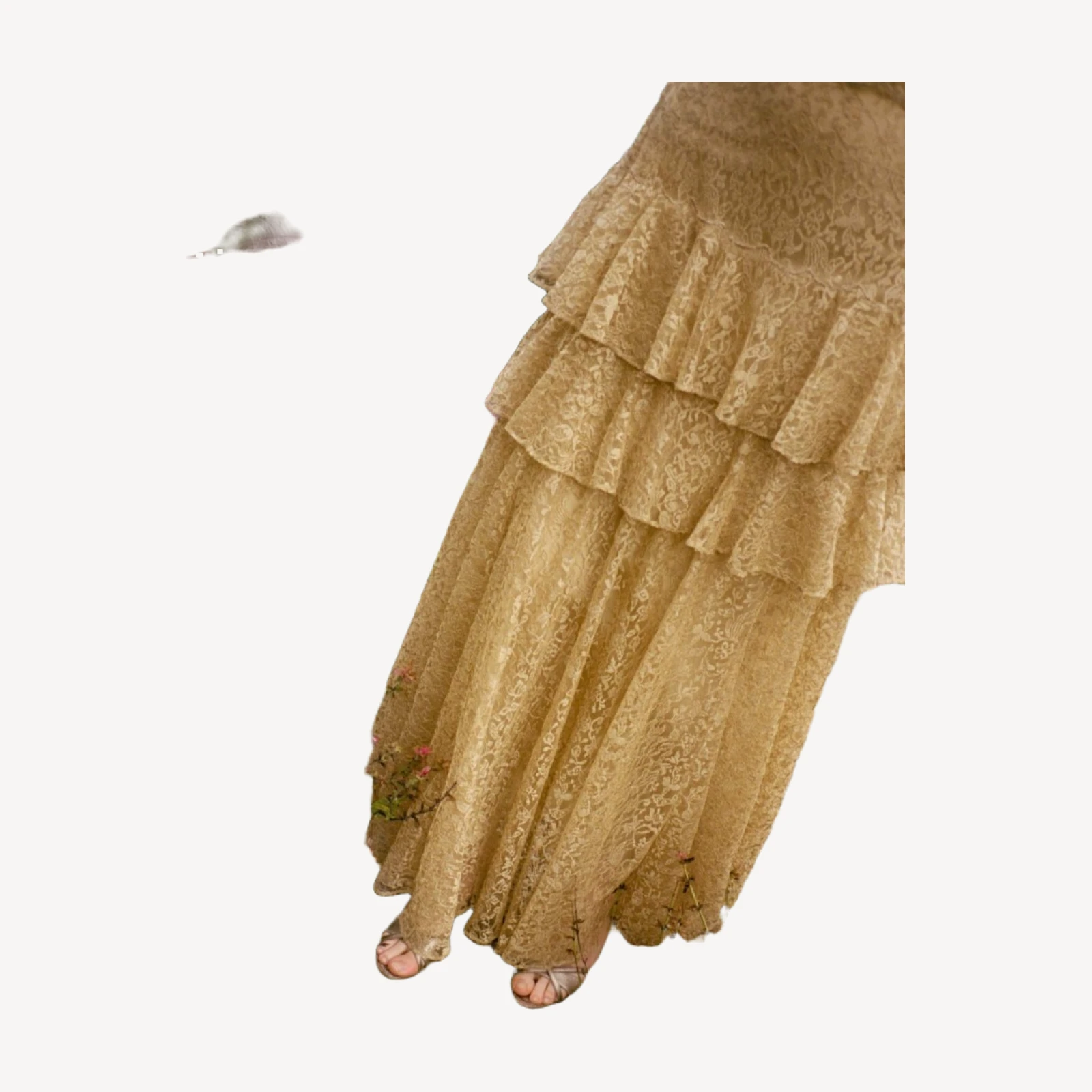 GARBO DRESS -- BURNISHED GOLD LACE