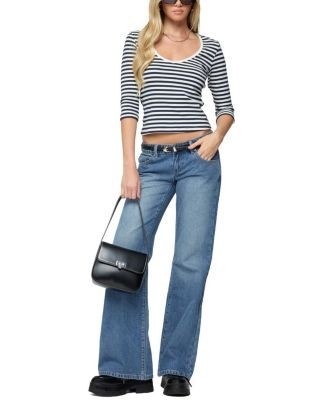 Edikted Poppie Striped V Neck Top
