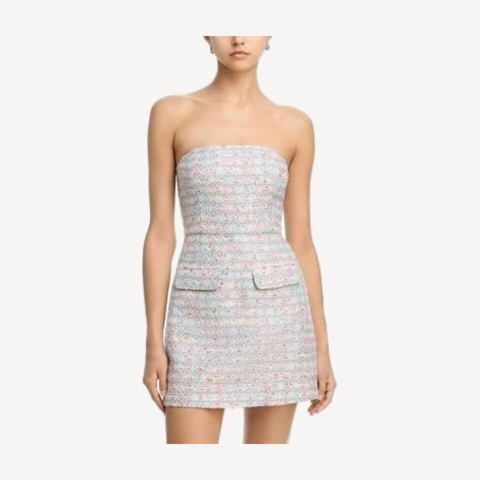 Aqua Tweed Strapless Mini Dress - Exclusive