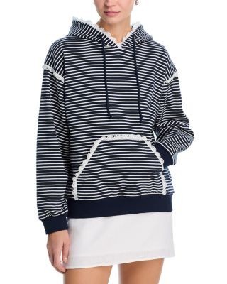 Aqua Stripe Eyelet Ruffle Sweatshirt - Exclusive