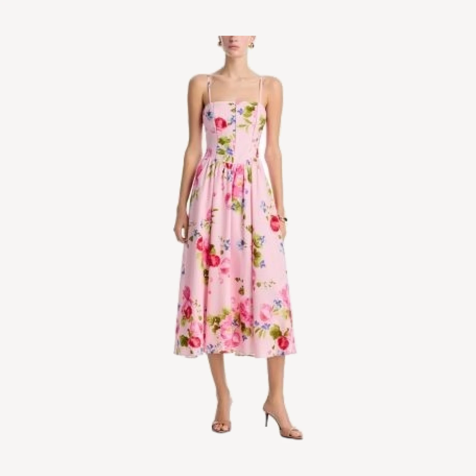 Aqua Floral Drop Waist Midi Dress - Exclusive
