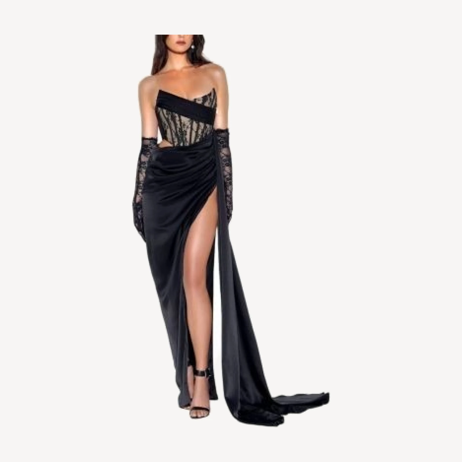 Miss Circle Callie Lace Satin Corset High Slit Gown