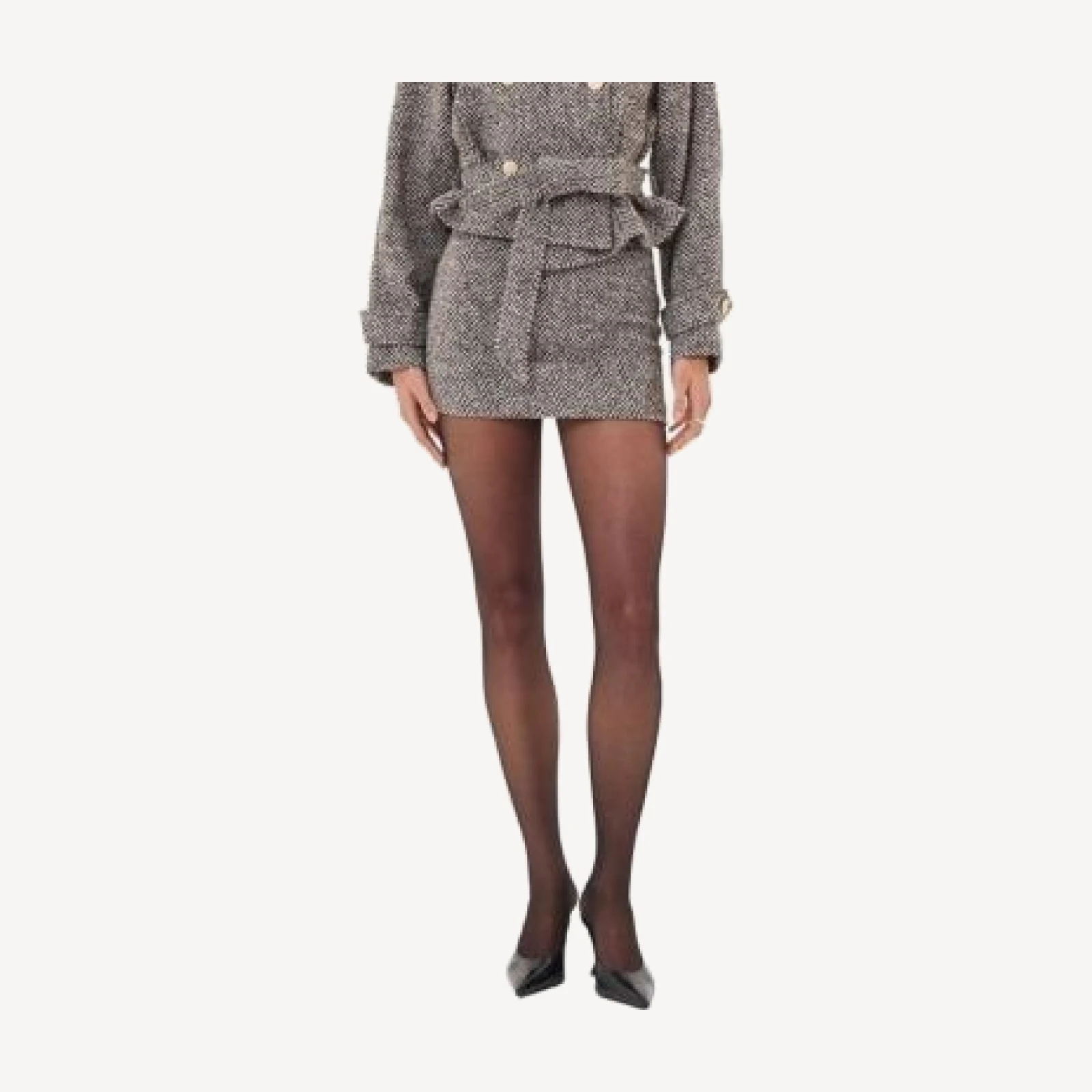 Miss Circle Sandra Herringbone Tweed Mini Skirt
