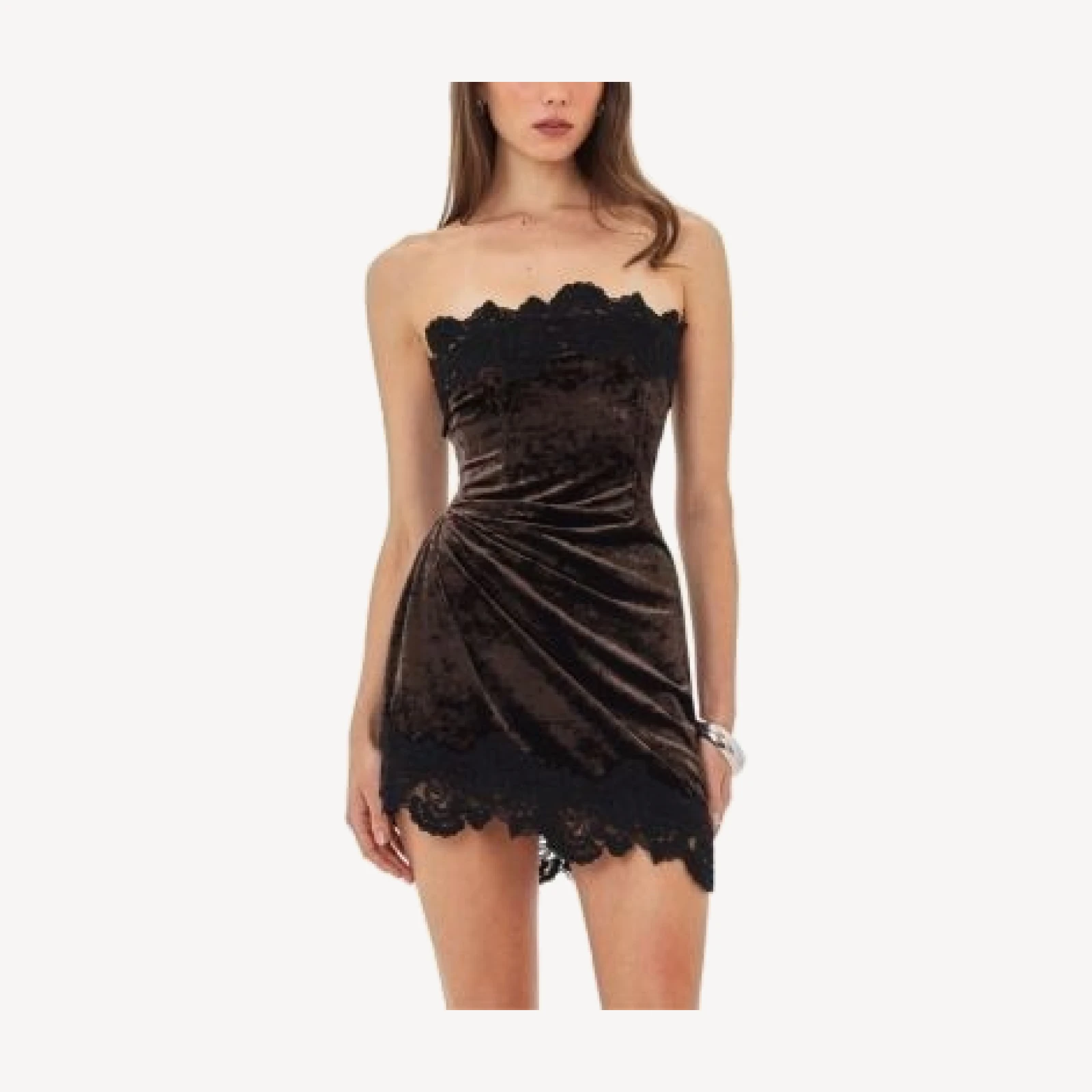 Miss Circle Vallory Crushed Velvet Asymmetrical Mini Dress