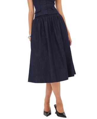 Miss Circle Maevie Denim Gathered A-Line Midi Skirt