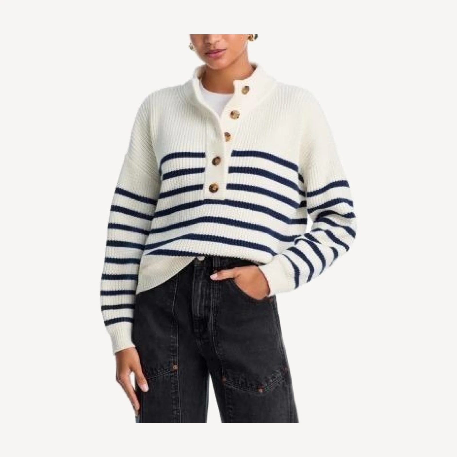 Aqua Striped Henley Sweater - Exclusive