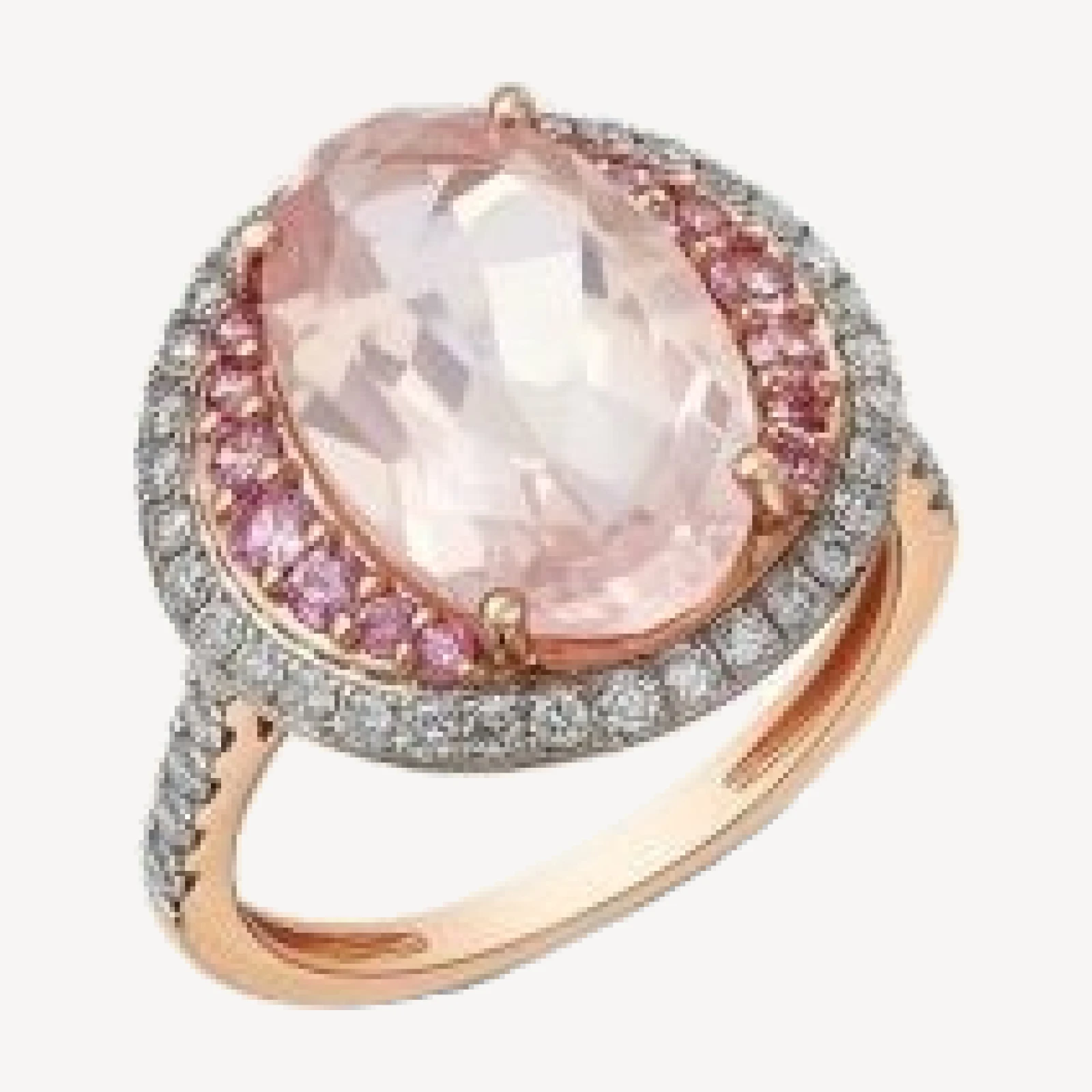 Bloomingdale's Fine Collection Rose Quartz, Pink Sapphire & Diamond Halo Ring in 14K Rose Gold