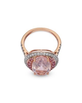 Bloomingdale's Fine Collection Rose Quartz, Pink Sapphire & Diamond Halo Ring in 14K Rose Gold