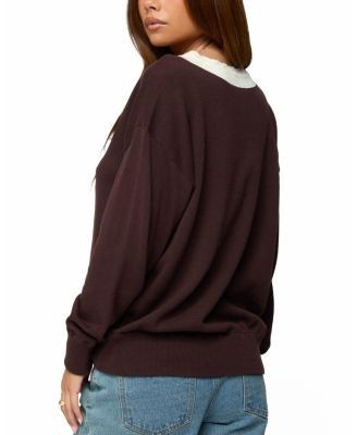 Edikted Marie Contrast Lacey V Neck Sweater