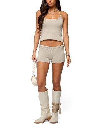 Edikted Nicca Iridescent Knit Shorts
