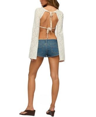 Edikted Flaura Backless Sheer Lace Top