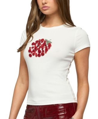 Edikted My Sweet Strawberry Button T Shirt