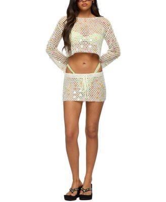 Edikted Kirah Sequin Crochet Top