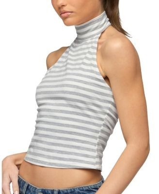 Edikted Kay Striped High Neck Halter Top
