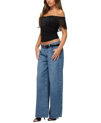 Edikted Catelina Fringe Off Shoulder Top