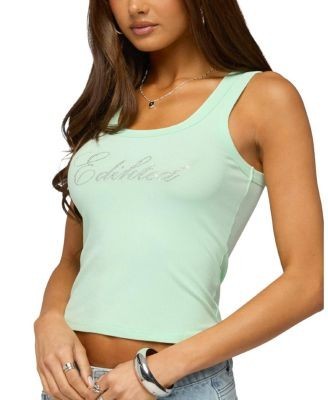 Edikted Star Rhinestone Ribbed Tank Top