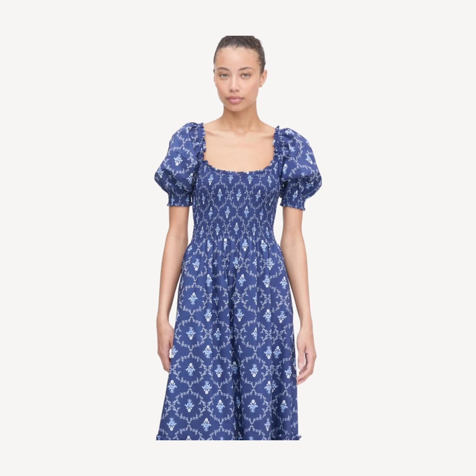 The Louisa Nap Dress - Navy Trellis