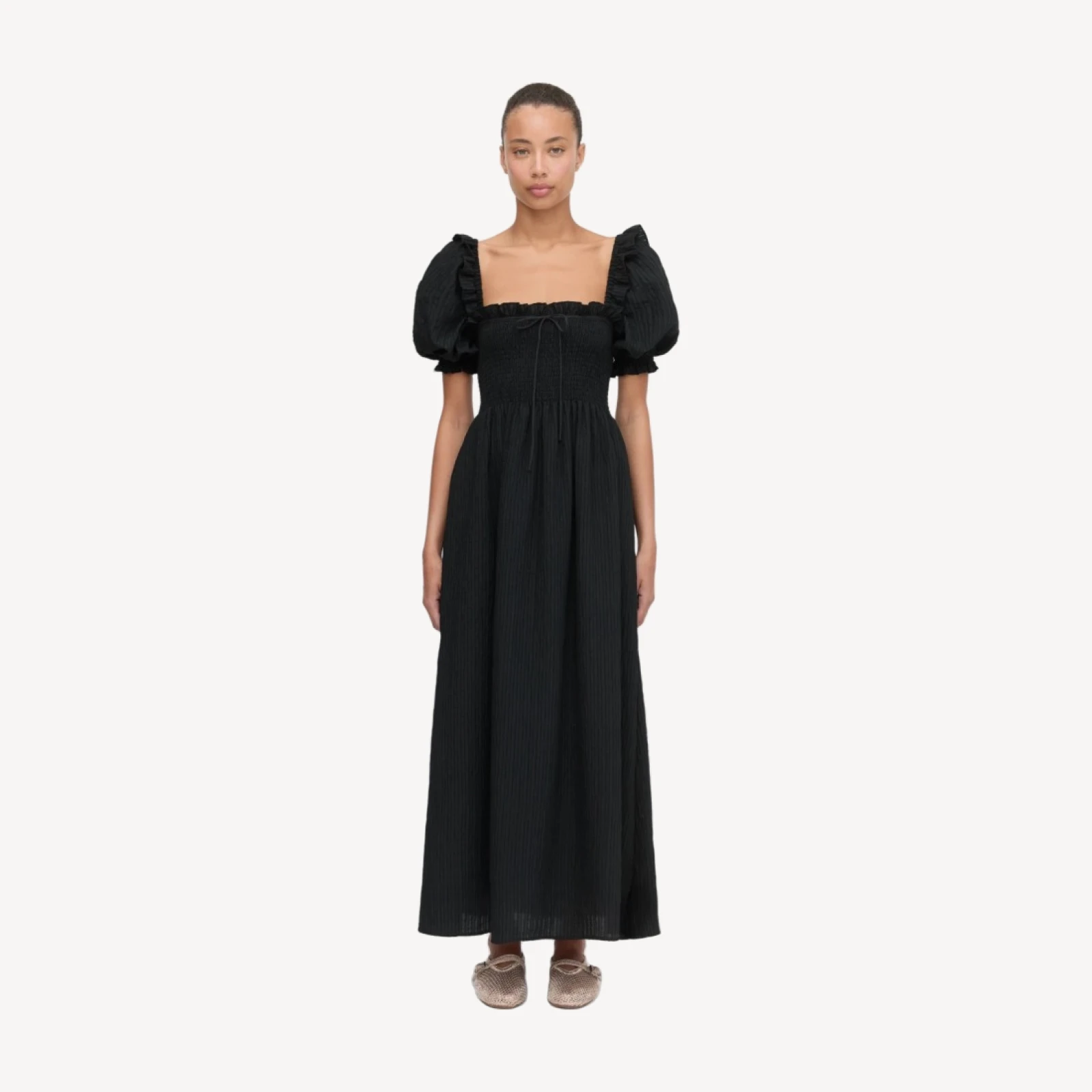 The Scarlett Nap Dress - Black Tonal Seersucker