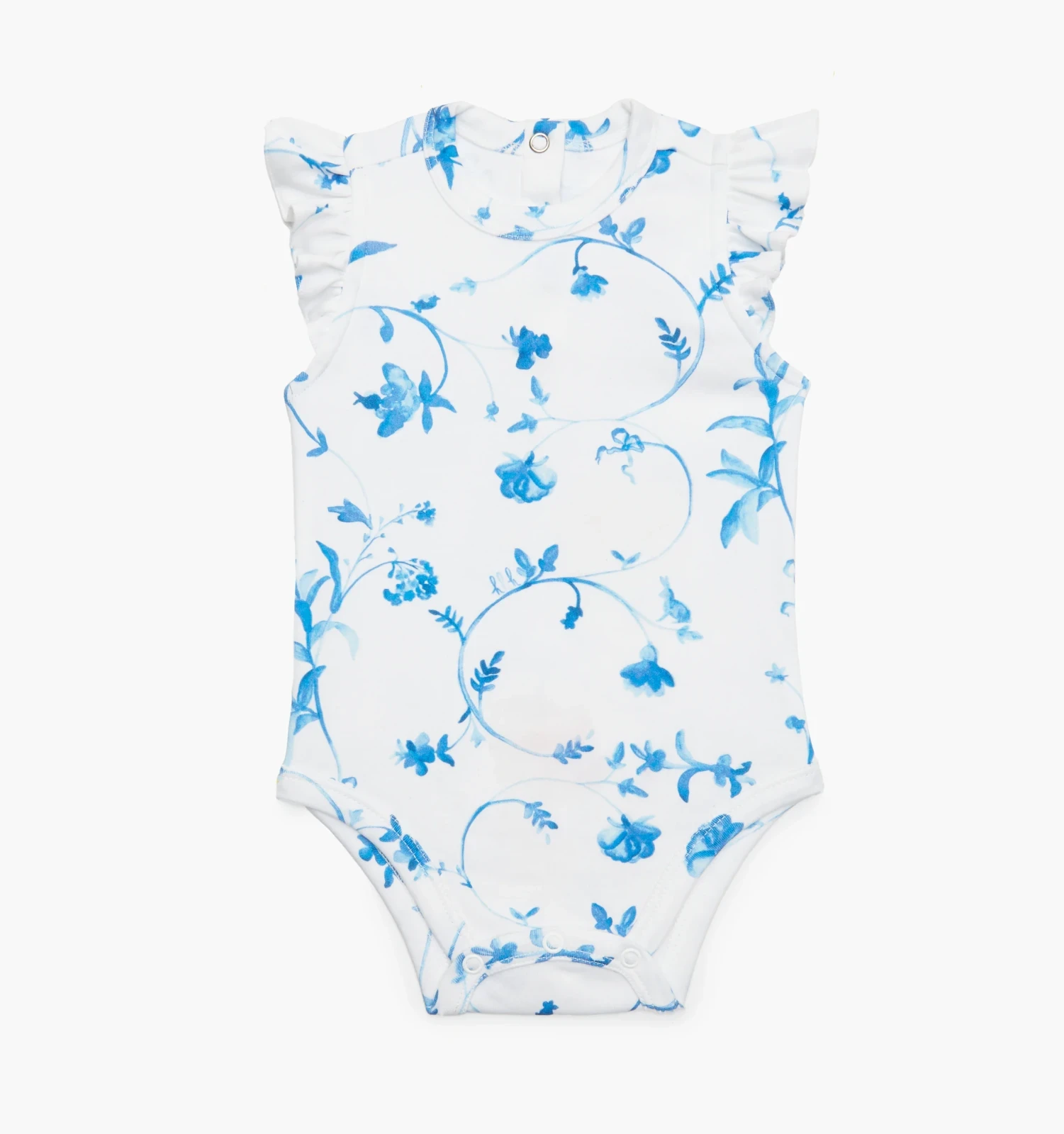 The Jillee Ruffle Onesie - Blue Botanical