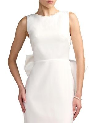 Mac Duggal Embellished Crepe Sleeveless Midi Dress With Bow