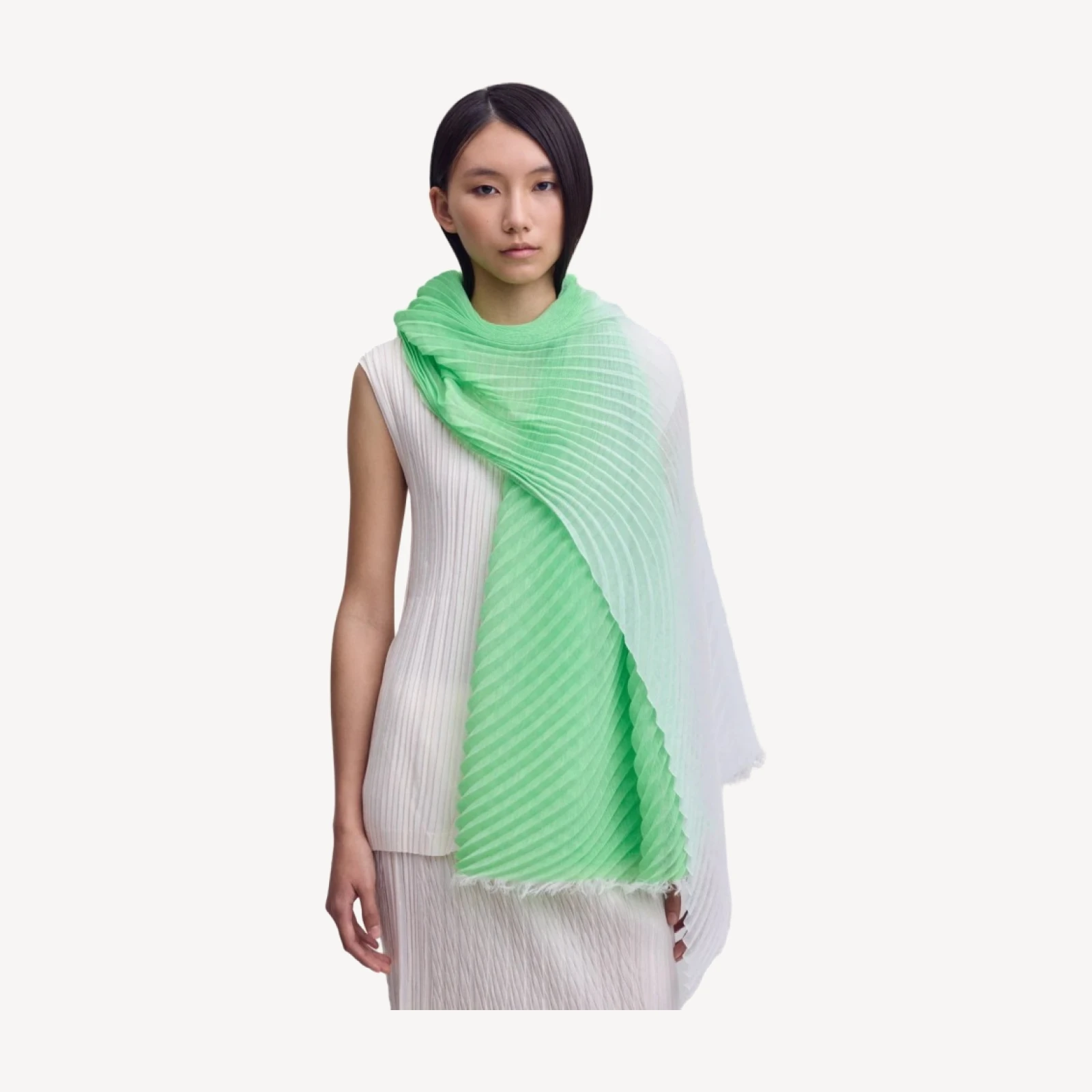 GRADATION RAMIE PLEATS STOLE