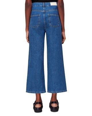Whistles Cotton Cropped Wide Leg Jeans in Denim