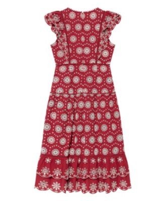 Mint Velvet Women's Cotton Broderie Drop Waist Midi Dress