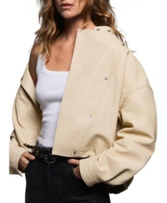 Mint Velvet Women's Leather Cropped Pilot Bomber Jacket