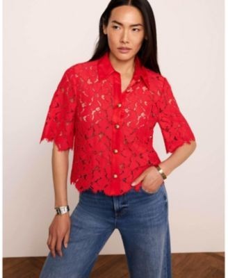 Mint Velvet Women's Lace Cropped Shirt