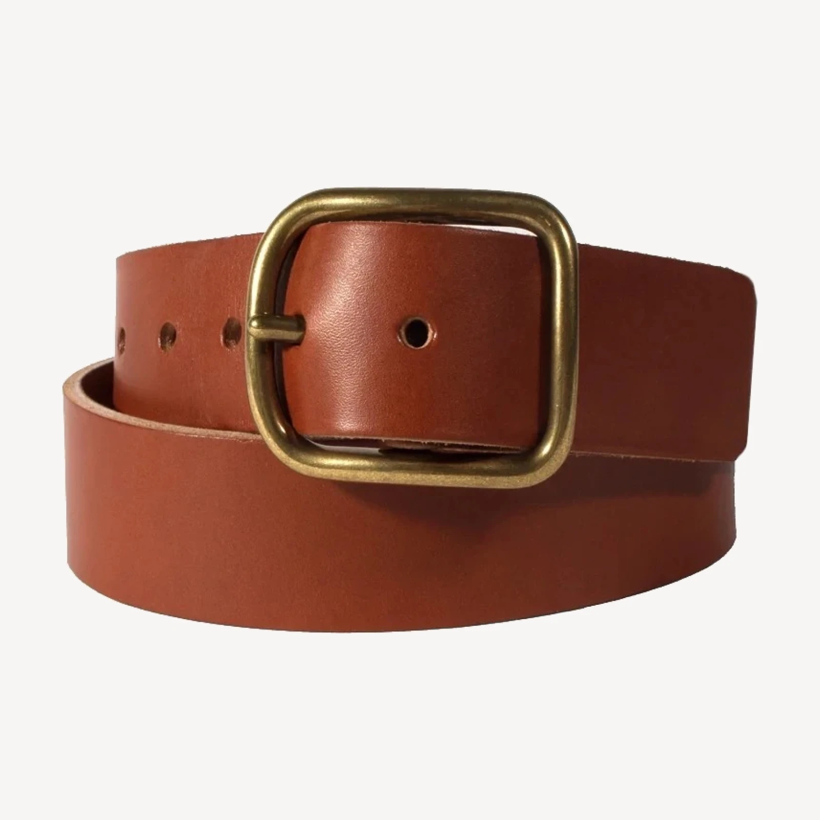 Cognac Brass Buckle Belt - 1.5