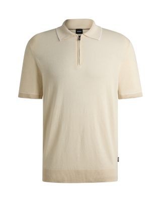 Boss Linen Blend Knit Polo Sweater