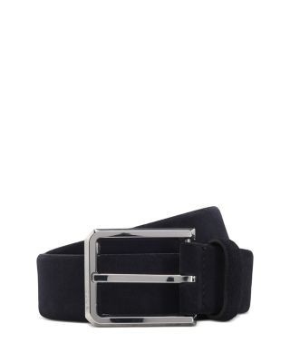 Boss Men's Caleb Polished Silver Leather Belt