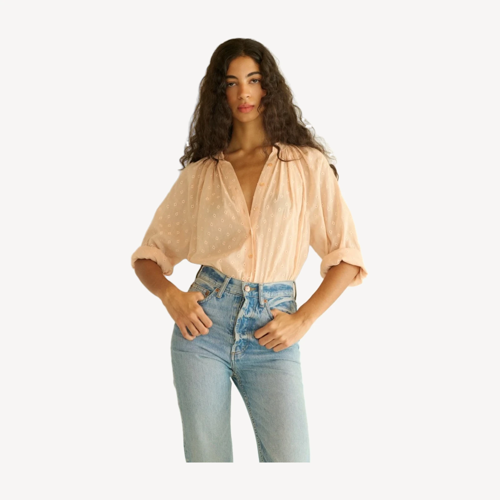 JULIENNE TOP -- PEACH SORBET MARSEILLE EMBROIDERY