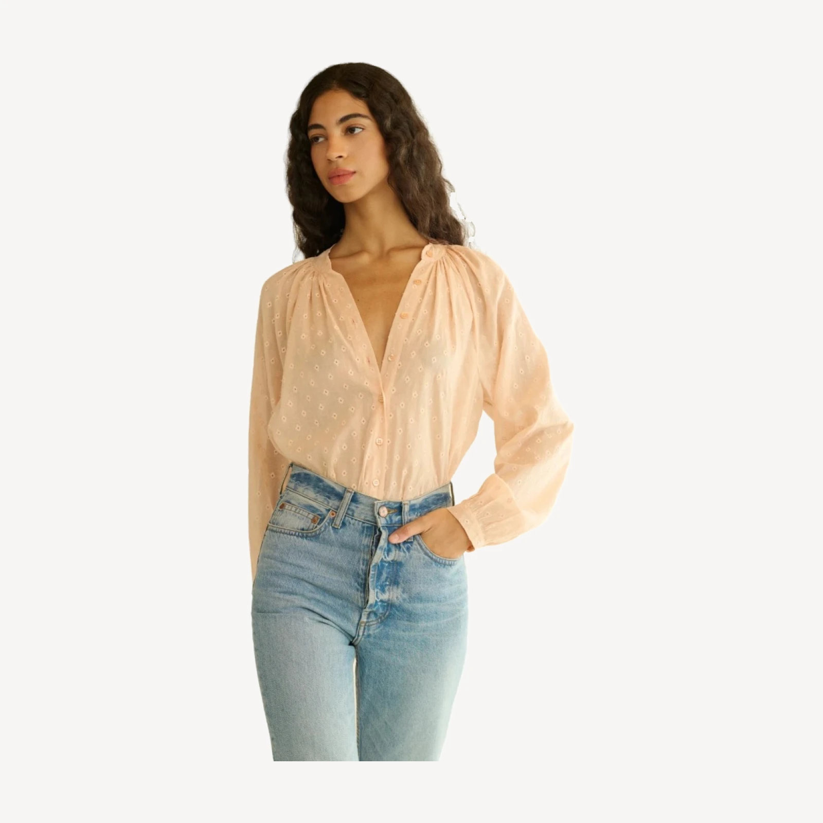 JULIENNE TOP -- PEACH SORBET MARSEILLE EMBROIDERY