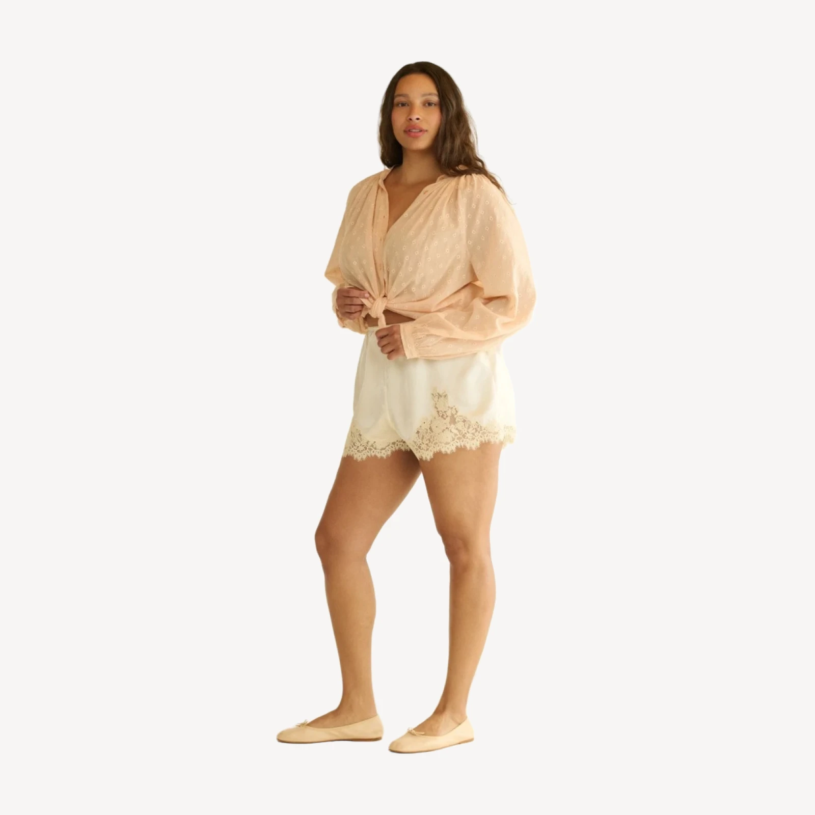 JULIENNE TOP -- PEACH SORBET MARSEILLE EMBROIDERY