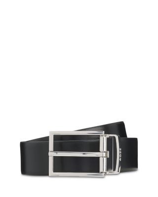 Boss Men's Otano Polished Silver Leather Belt
